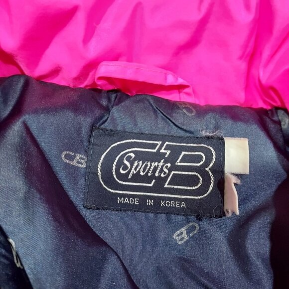 Ski Jacket Vintage CB Sports 1980s Skiing Blue Puffy Hot Pink Outerwear Small - Picture 6 of 9